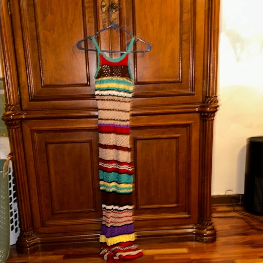 Colorful Striped Knit Maxi Dress
